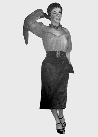 Andy as 'Jennie' on-stage, 1957